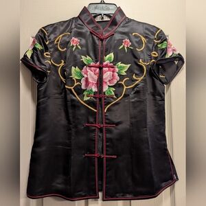Black Floral Embroidered Top